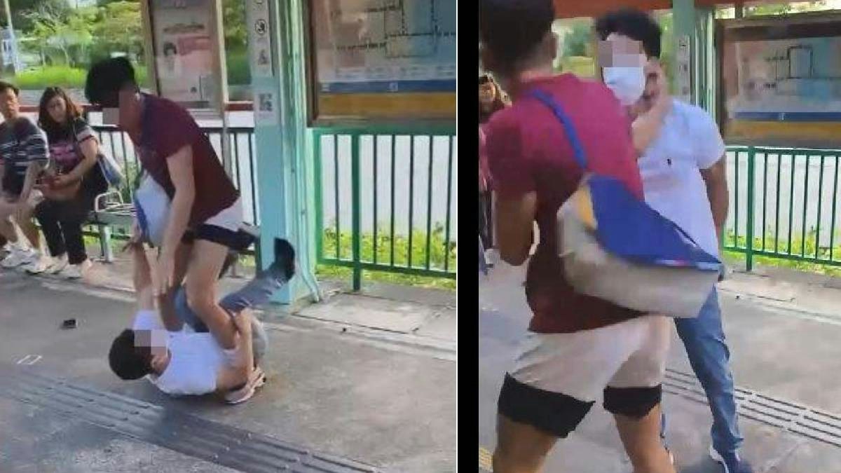 有片．輕鐵坑尾站MMA｜兩男疑打尖問題爆衝突　揮拳互毆起飛腳