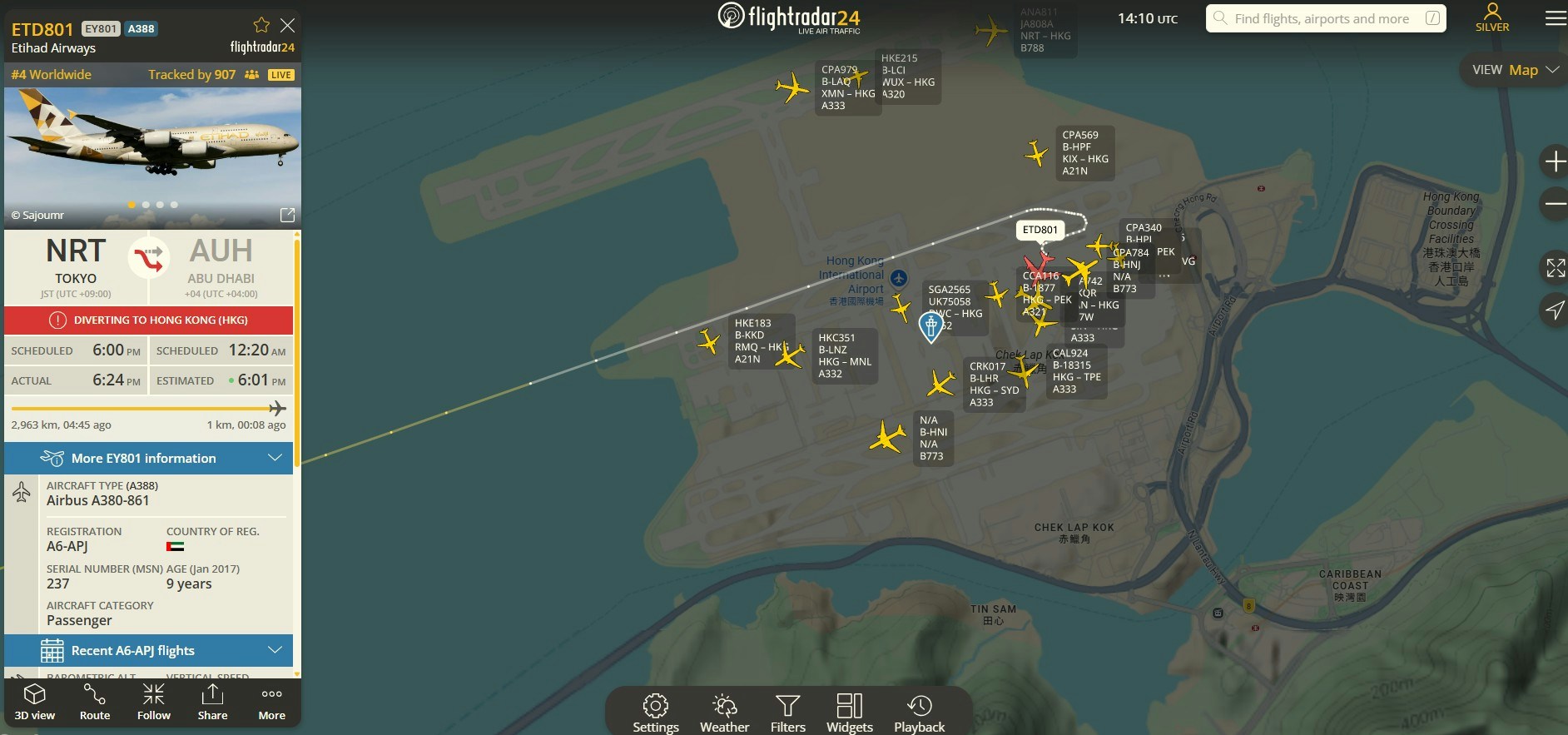 Tokyo-Abu Dhabi Flight Diverts to Hong Kong After Passenger's Suspected Stroke