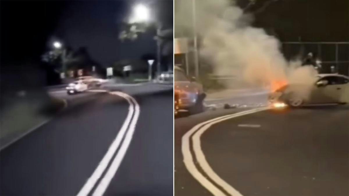 荃錦公路跑車疑跣胎越線撞Audi 跑車起火 Audi司機送院|車Cam