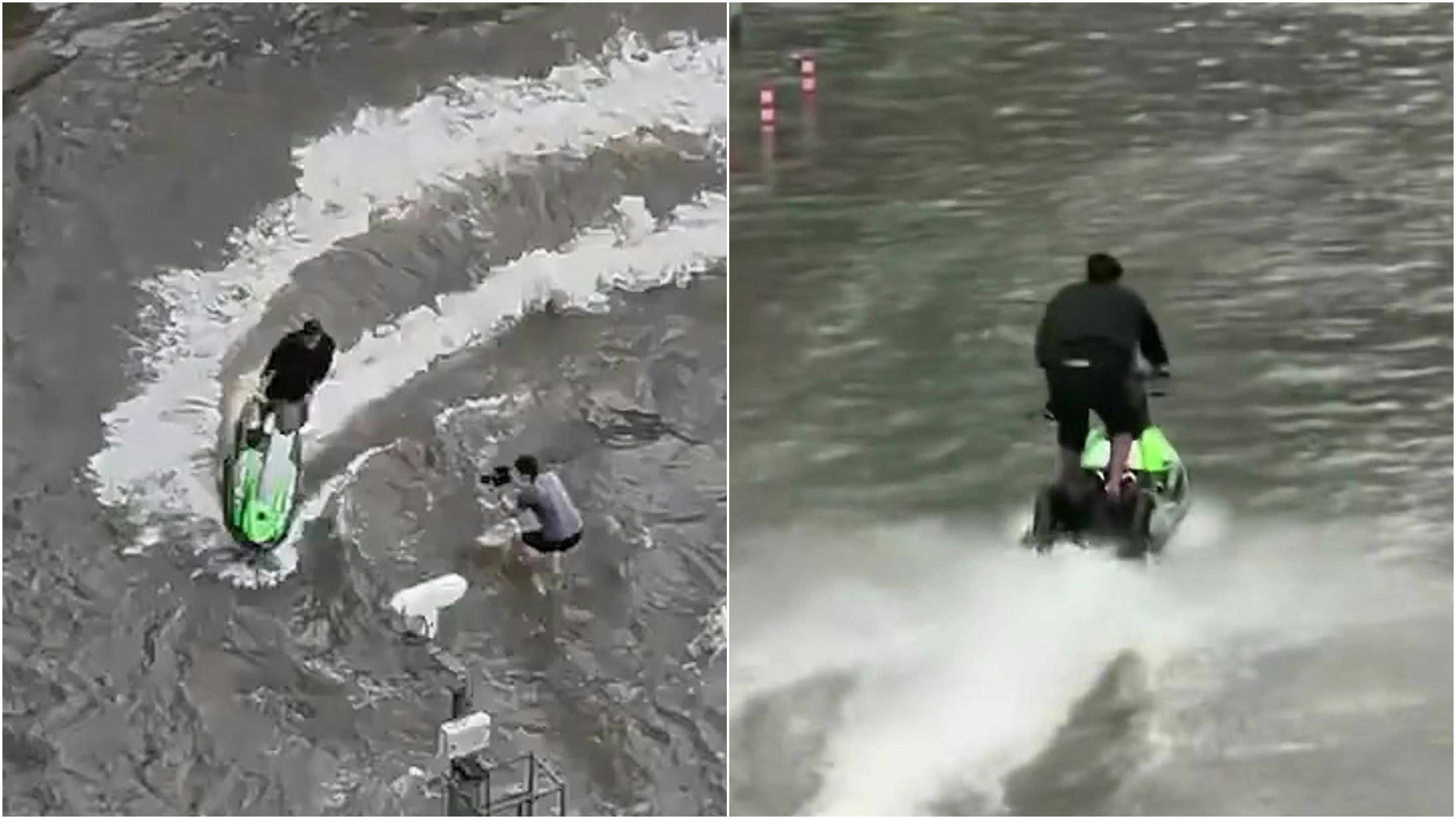 曼谷暴雨水浸街男子騎水上電單車漂移擺拍網轟：拿苦難換流量
