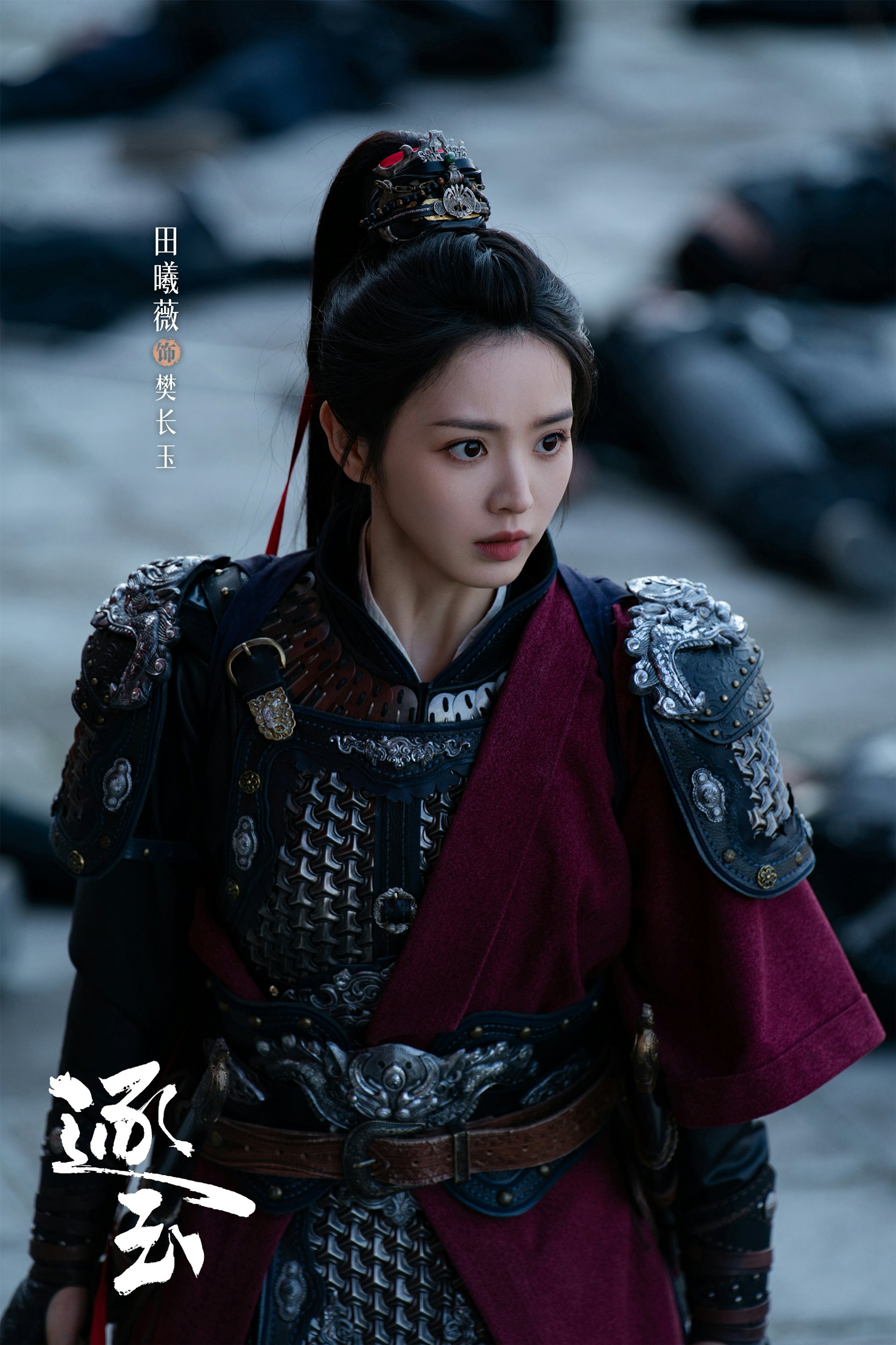 《逐玉》中樊長玉為尋找失散的妹妹,加上驚悉自身身世與叛亂陰謀牽連,毅然提著殺豬刀從軍。(微博@網劇逐玉)