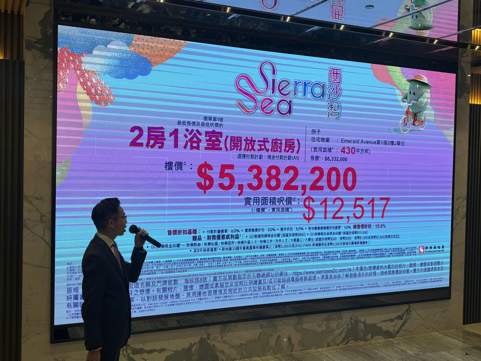 西沙SIERRA SEA第2C(2)期開價,首批提供105伙,入場兩房折實售價538.22萬元。