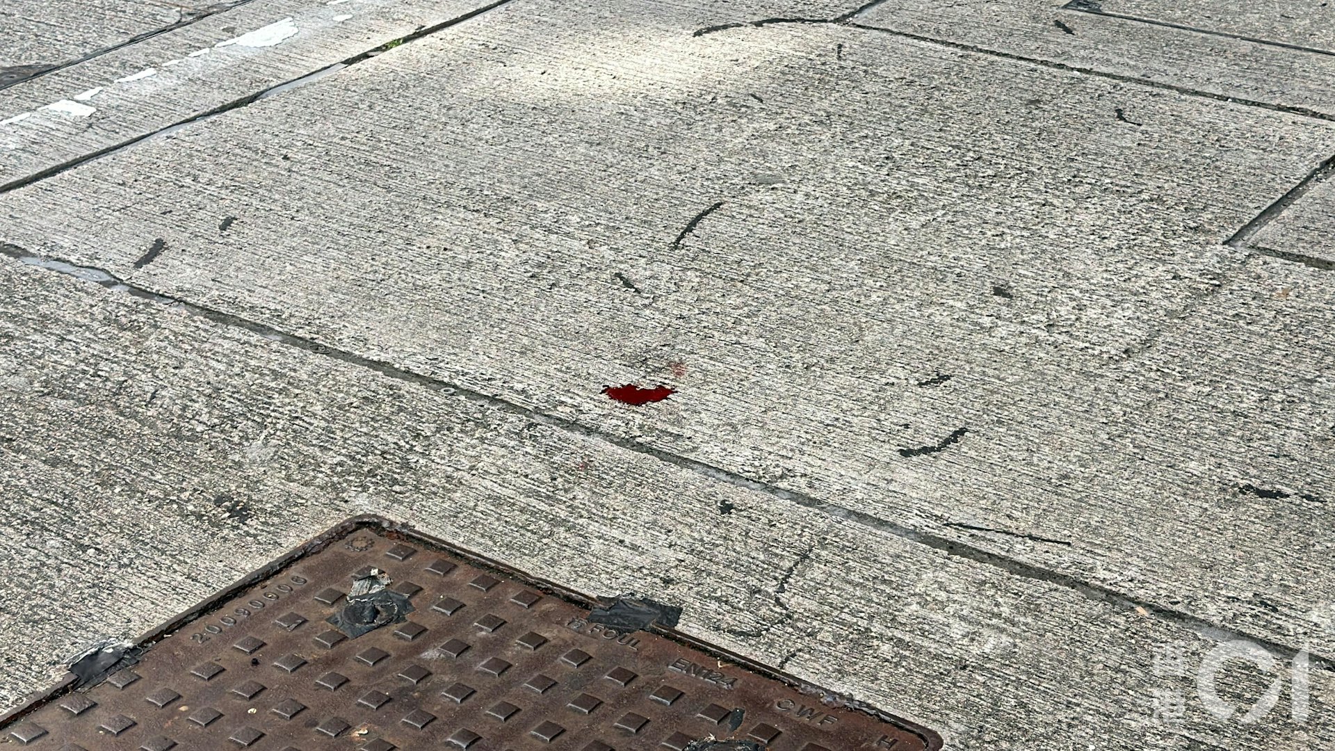地上遺有血跡。