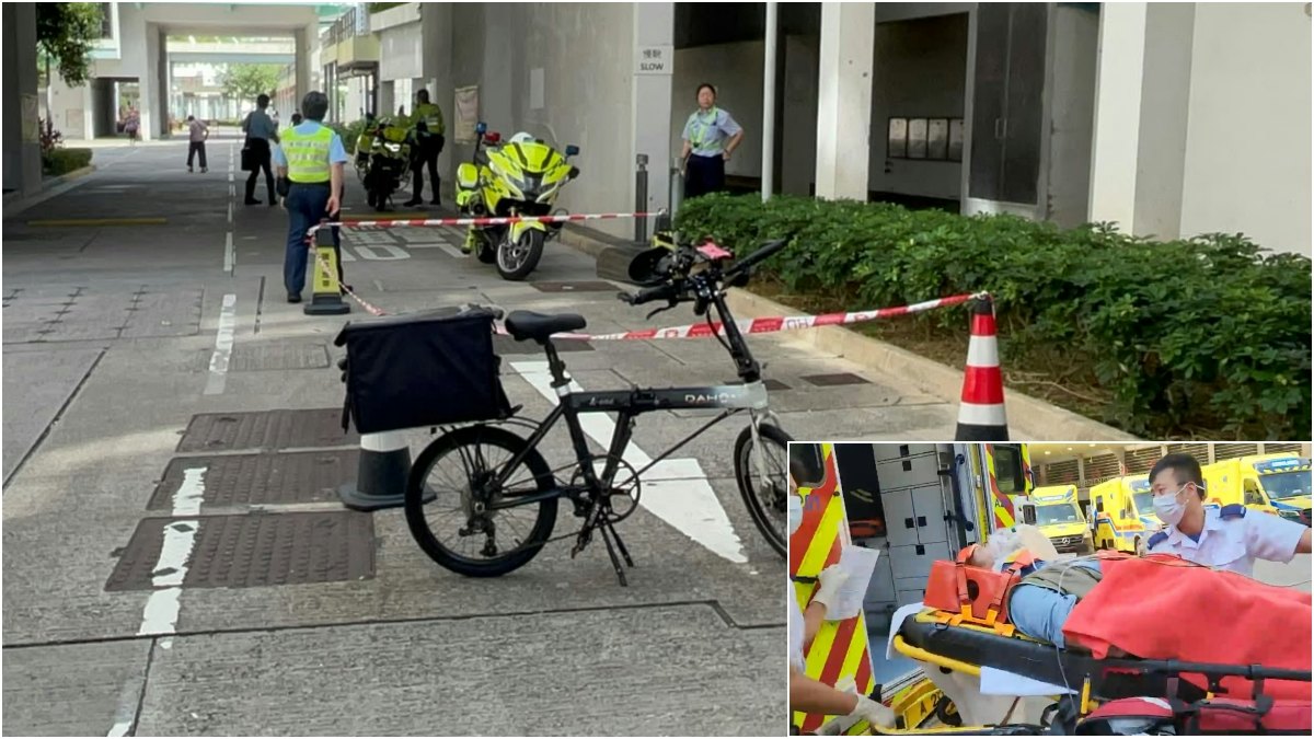 啟德德朗邨單車男疑避途人「自炒」 昏迷送院搶救