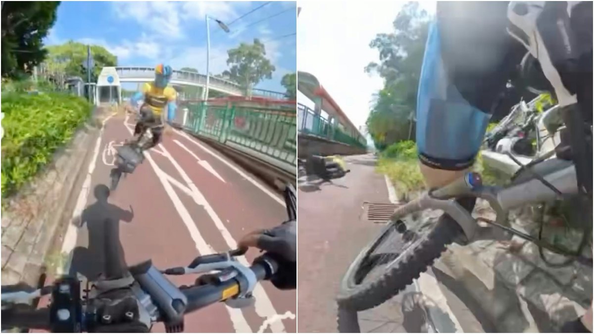 有片︱元朗單車徑男子騎車 遭越線單車硬撼 雙雙連人帶車倒地
