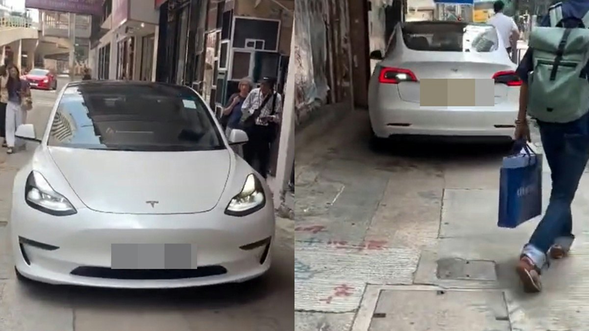 有片|灣仔Tesla行人路上倒車 途人嘩然 警列危駕將檢控司機