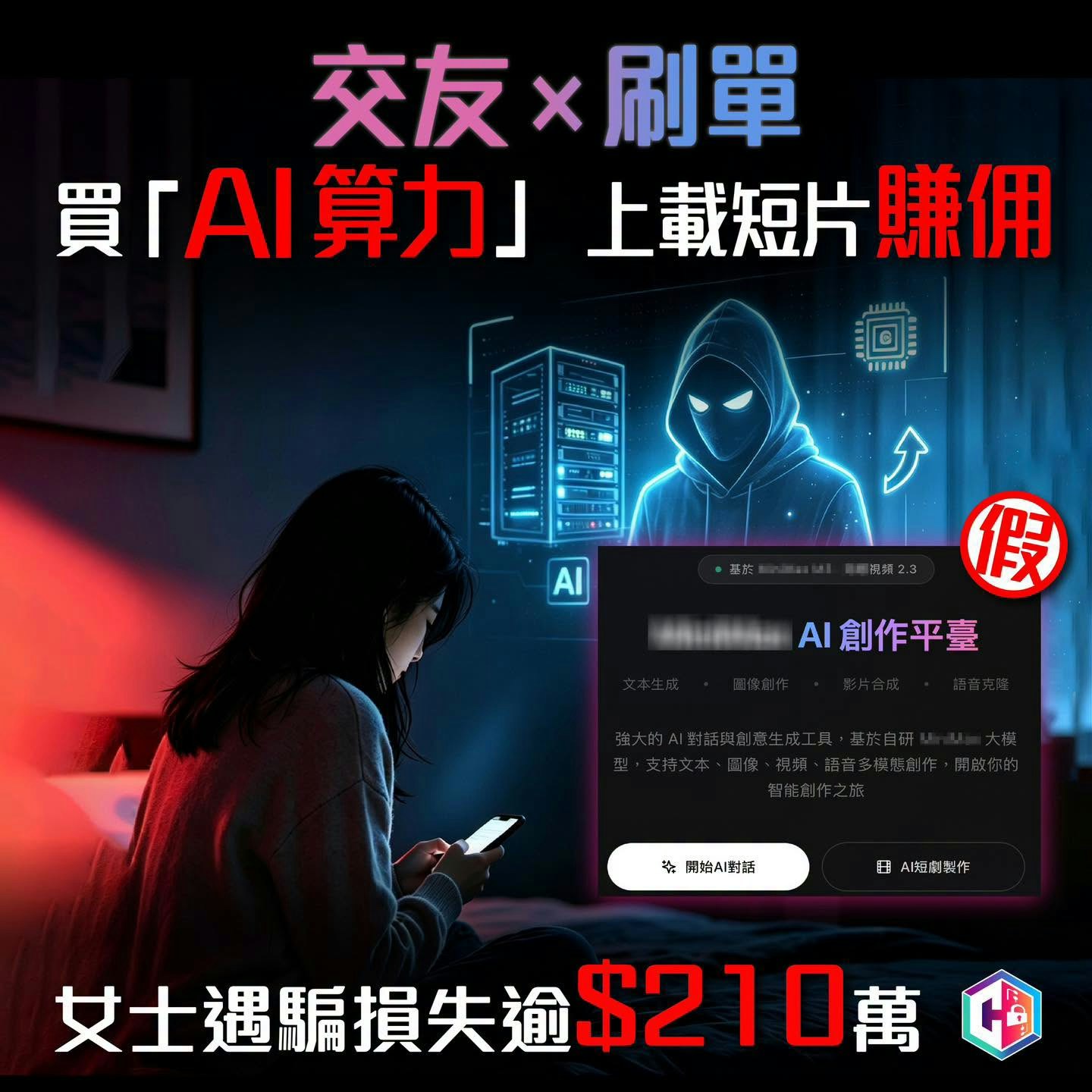 30歲女子網戀「台灣」男子 被誘導購入AI算力拍短視頻賺佣金 遭騙210萬 30歲女子網戀「台灣」男子 被誘導購入AI算力拍短視頻賺佣金 遭騙210萬