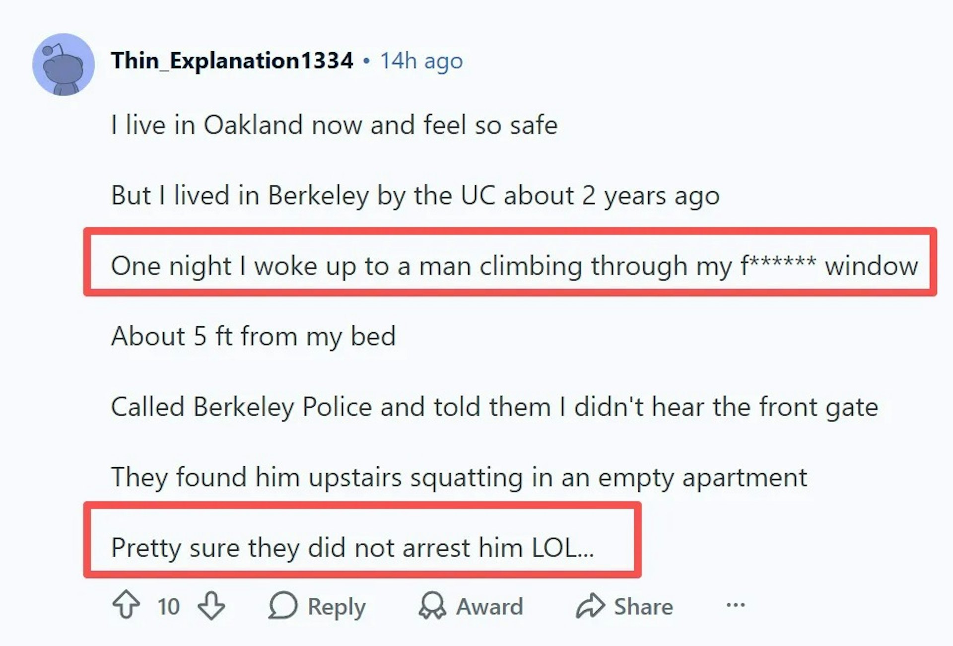 不少加州留学生留言说「自己也有过类似经历」并分享故事。(Reddit)