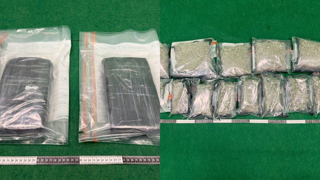 兩內地男女分別由檳城及曼谷抵港 海關搜獲$255萬可卡因及大麻花
