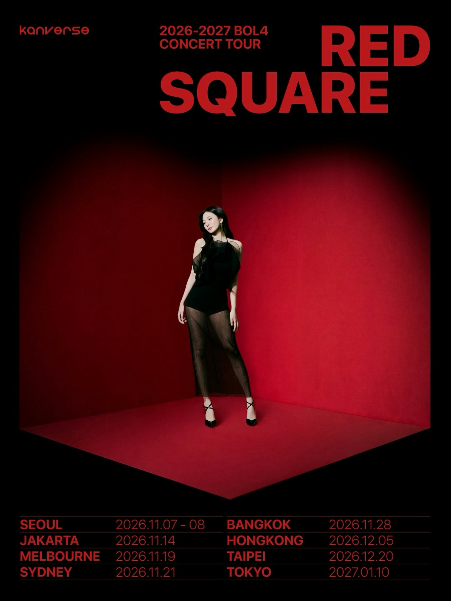2026–2027 BOL4 CONCERT TOUR 〖Red Square〗 十週年巡迴演唱會》海報(IG@official_bol4)