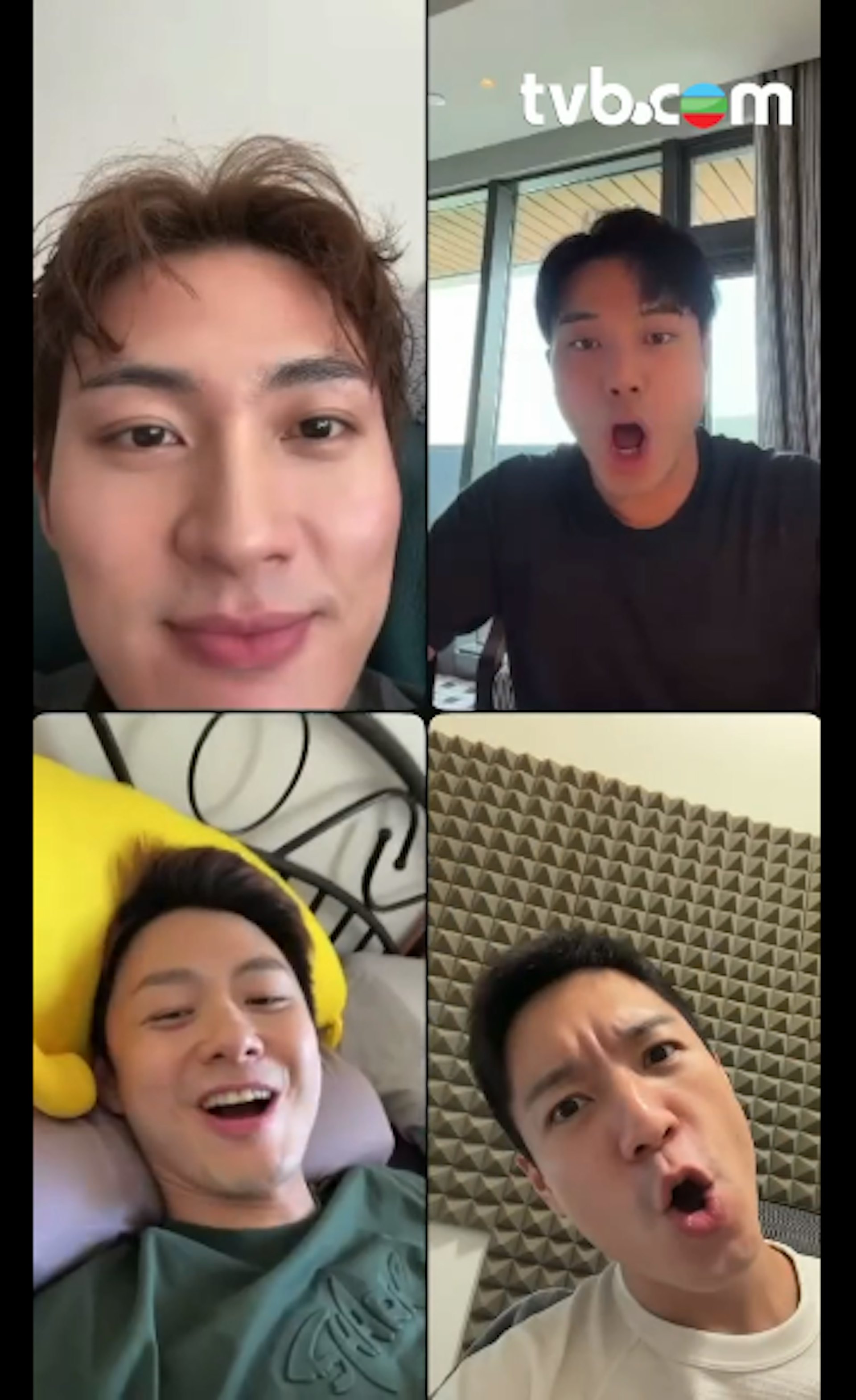 《開心速遞》四子罕有video call。(IG@tvbcomhk)