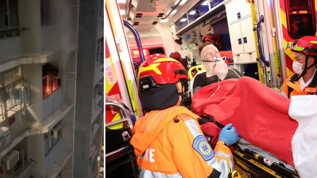 有片|慈正邨單位疑充電器過熱起火 男住戶燒傷面 250人疏散