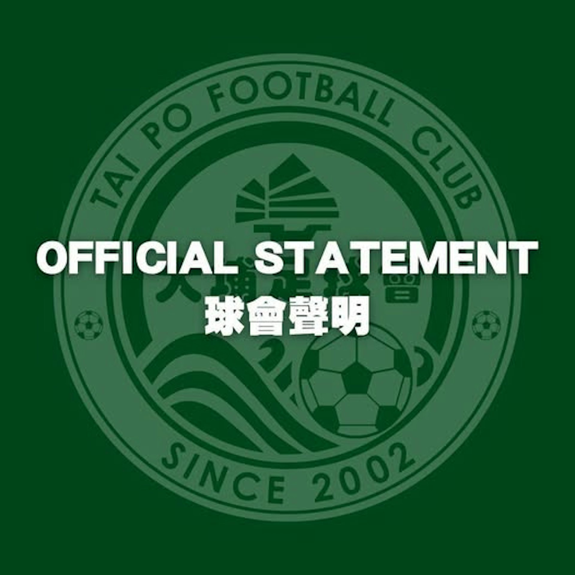 大埔足球會周一(12日)發聲明稱,相關言論純屬該球員的個人行為,與球會並無任何直接關係,絕不代表球會立場。(大埔足球會Facebook)