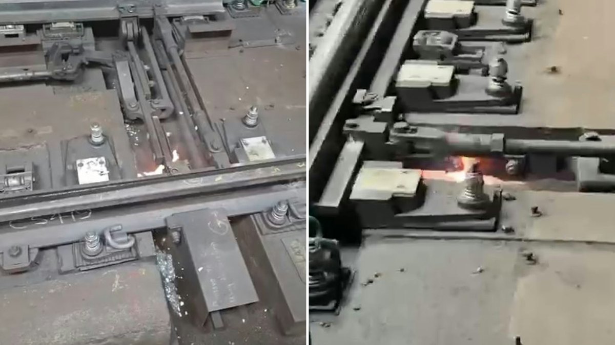 港鐵藍田站路軌火|影片直擊起火位置 道岔冒橙黃火焰飄白煙