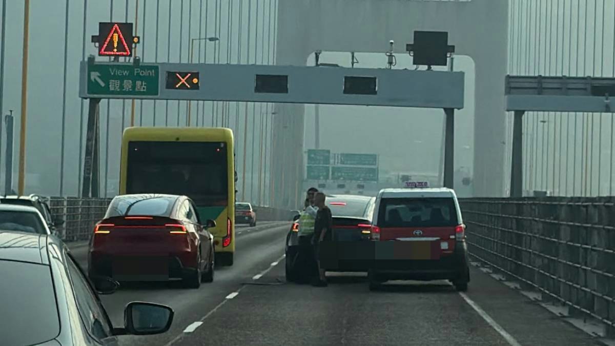 青馬大橋4車相撞一人傷 出九龍部份行車線封閉