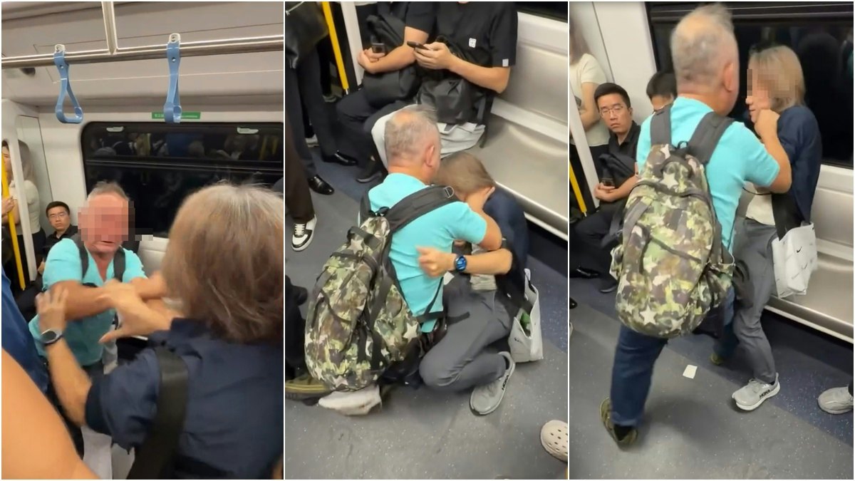 港鐵MMA︱車廂內兩漢打架 一人叉頸揮拳洩憤 網民:日日都打交