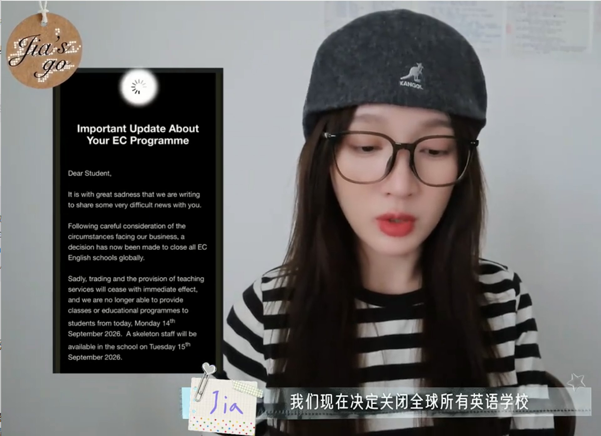 孟佳于8月中旬展开为期三个月的语言游学,原定课程上至10月底。