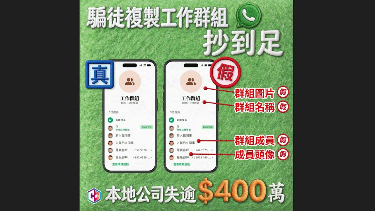 WhatsApp騎劫|複製真群組另開假群組 騙虛幣公司職員轉走$400萬