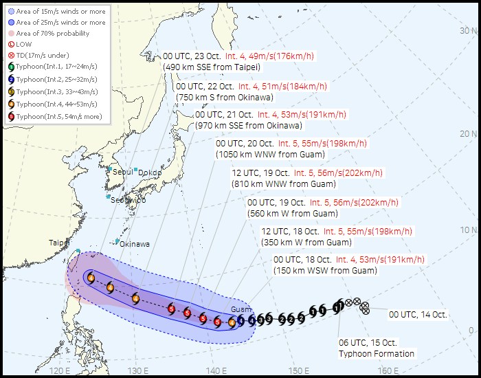 韩国气象厅计蔷琵未来数日将大机会逼近台湾。