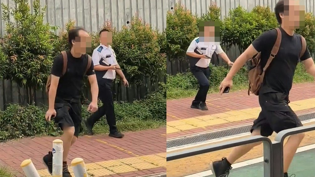 有片|屯門男疑掟煙頭遇截衝出馬路逃 食環喝止:唔好走企喺度!