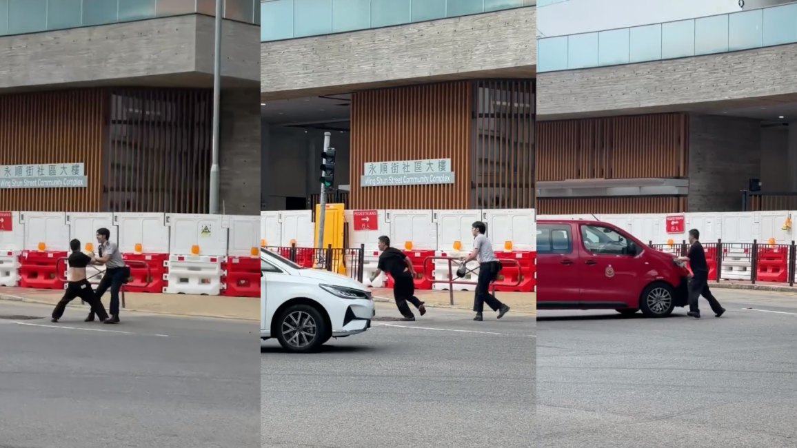 有片|荃灣男疑吸煙遇查 掙脫衝出馬路再撞消防車輛 網民:大癲