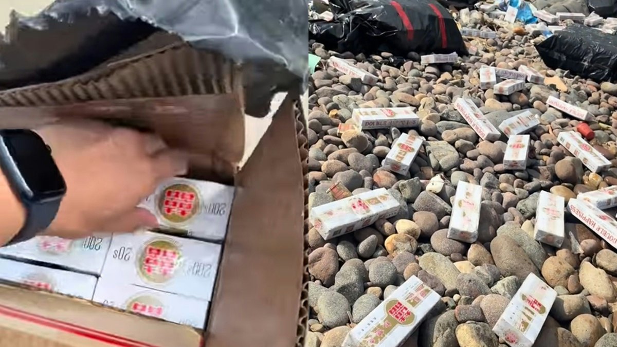有片|西貢海面漂浮神秘黑箱 拆開現大批紅雙囍香煙 海關正調查