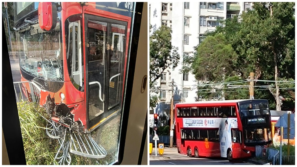 屯門九巴自炒撞欄險衝入輕鐵路軌 九巴:即時暫停車長駕駛職務