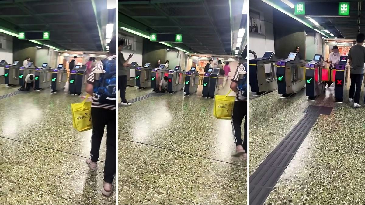 港鐵炮台山站白衣男捐閘　目擊者：爬入又爬出　無人阻止｜有片