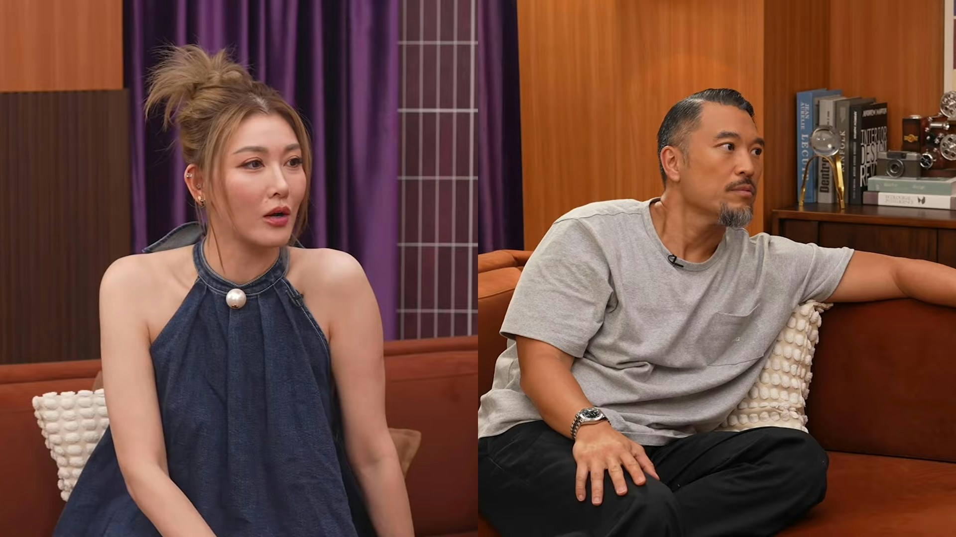 香港01のインタビュー番組で話す李彩華と司会者のBrian