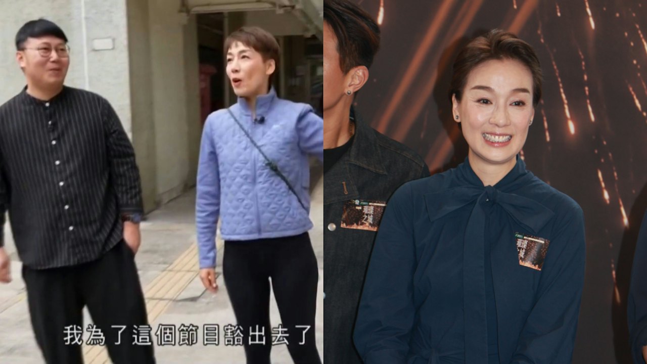 番組撮影時の江美儀と、イベントに出席した江美儀を並べた写真