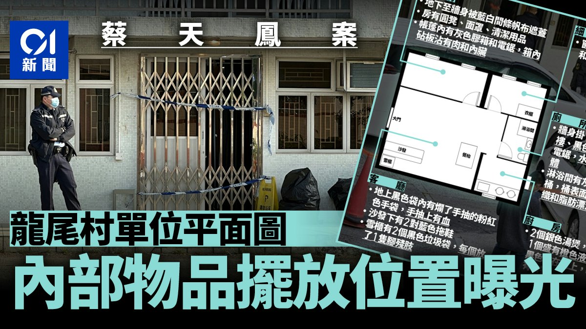 蔡天鳳案|龍尾村位一廳兩房平面圖曝光 警逐房披露殘肢位置