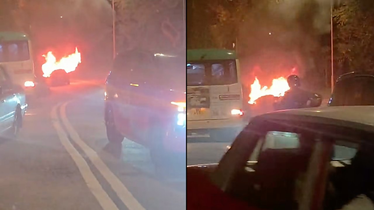 有片|赤柱村道私家車陷入火海 司機及時逃生無人傷